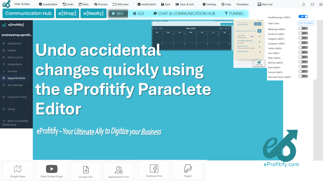 Undo accidental changes quickly using the eProfitify Paraclete Editor